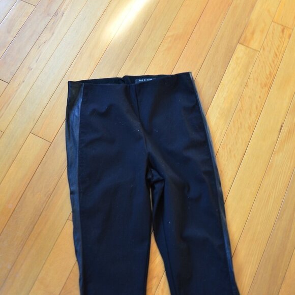 Rag & Bone Black Dani Pants with Leather Side Stripe Size 12 Women - Picture 3 of 9
